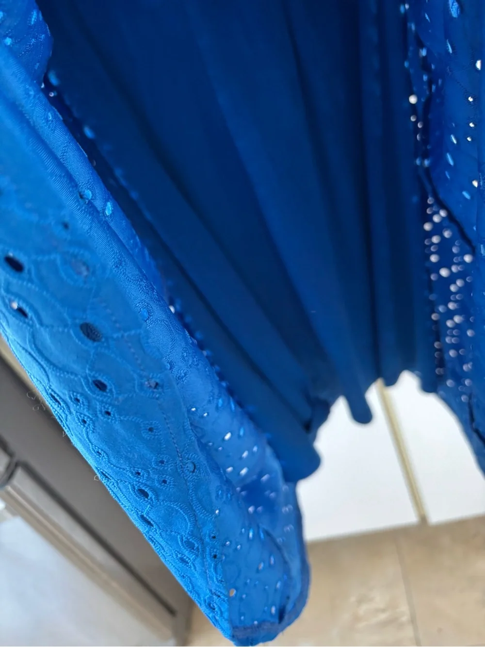 London Times Blue Eyelet Fit Flare Dress Size 14 Wedding Guest Date Night Office - Picture 8 of 12